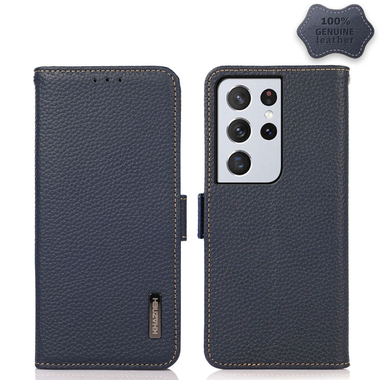 KHAZNEH Custodia per telefono RFID in vera pelle Litchi magnetica laterale, For Samsung Galaxy S21 Ultra 5G, For Samsung Galaxy S22+ 5G, For Samsung Galaxy S22 5G, For Samsung Galaxy S22 Ultra 5G, For Samsung Galaxy Xcover 5                            ...
