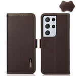 KHAZNEH Custodia per telefono RFID in vera pelle Litchi magnetica laterale, For Samsung Galaxy S21 Ultra 5G, For Samsung Galaxy S22+ 5G, For Samsung Galaxy S22 5G, For Samsung Galaxy S22 Ultra 5G, For Samsung Galaxy Xcover 5                            ...