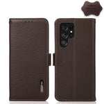 KHAZNEH Custodia per telefono RFID in vera pelle Litchi magnetica laterale, For Samsung Galaxy S21 Ultra 5G, For Samsung Galaxy S22+ 5G, For Samsung Galaxy S22 5G, For Samsung Galaxy S22 Ultra 5G, For Samsung Galaxy Xcover 5                            ...