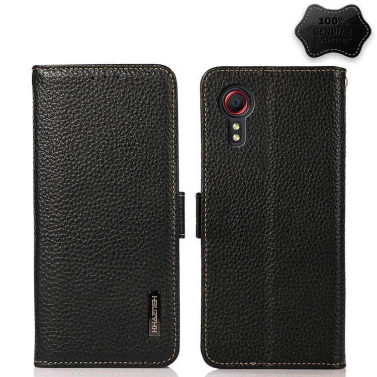 KHAZNEH Custodia per telefono RFID in vera pelle Litchi magnetica laterale, For Samsung Galaxy S21 Ultra 5G, For Samsung Galaxy S22+ 5G, For Samsung Galaxy S22 5G, For Samsung Galaxy S22 Ultra 5G, For Samsung Galaxy Xcover 5                            ...