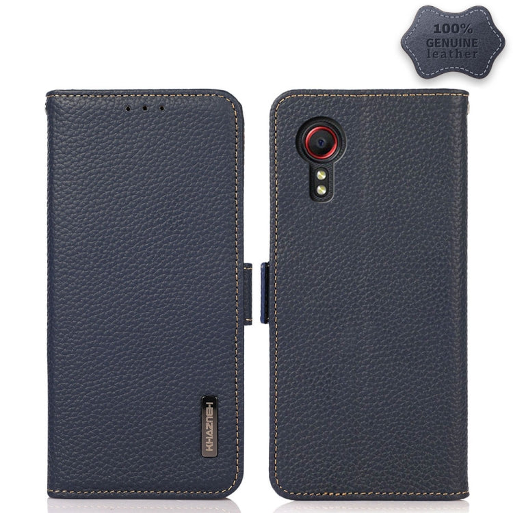 KHAZNEH Custodia per telefono RFID in vera pelle Litchi magnetica laterale, For Samsung Galaxy S21 Ultra 5G, For Samsung Galaxy S22+ 5G, For Samsung Galaxy S22 5G, For Samsung Galaxy S22 Ultra 5G, For Samsung Galaxy Xcover 5                            ...