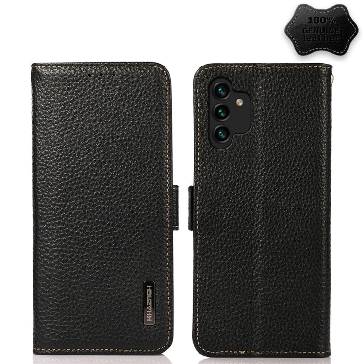 KHAZNEH Custodia per telefono RFID in vera pelle Litchi magnetica laterale, For Samsung Galaxy A03 166mm Version, For Samsung Galaxy A03s 164mm Version, For Samsung Galaxy A13 4G, For Samsung Galaxy A13 5G, For Samsung Galaxy A33 5G                    ...