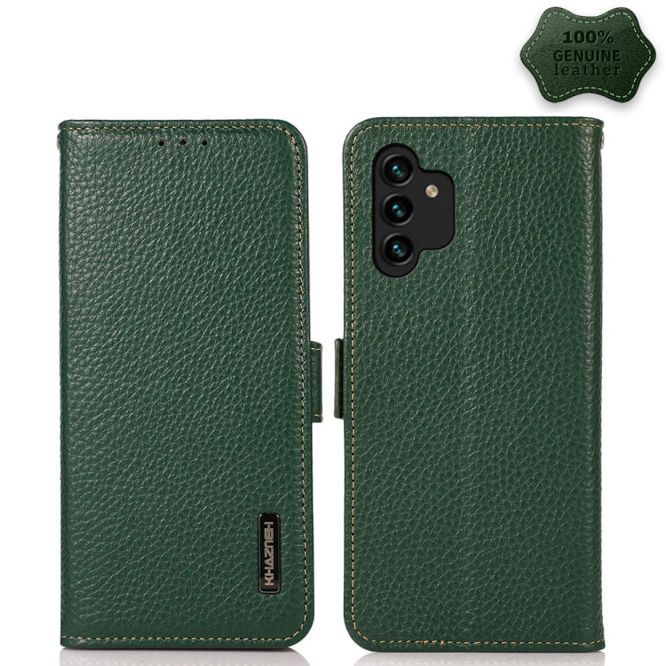 KHAZNEH Custodia per telefono RFID in vera pelle Litchi magnetica laterale, For Samsung Galaxy A03 166mm Version, For Samsung Galaxy A03s 164mm Version, For Samsung Galaxy A13 4G, For Samsung Galaxy A13 5G, For Samsung Galaxy A33 5G                    ...