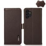 KHAZNEH Custodia per telefono RFID in vera pelle Litchi magnetica laterale, For Samsung Galaxy A03 166mm Version, For Samsung Galaxy A03s 164mm Version, For Samsung Galaxy A13 4G, For Samsung Galaxy A13 5G, For Samsung Galaxy A33 5G                    ...
