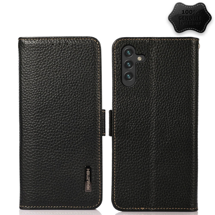 KHAZNEH Custodia per telefono RFID in vera pelle Litchi magnetica laterale, For Samsung Galaxy A03 166mm Version, For Samsung Galaxy A03s 164mm Version, For Samsung Galaxy A13 4G, For Samsung Galaxy A13 5G, For Samsung Galaxy A33 5G                    ...