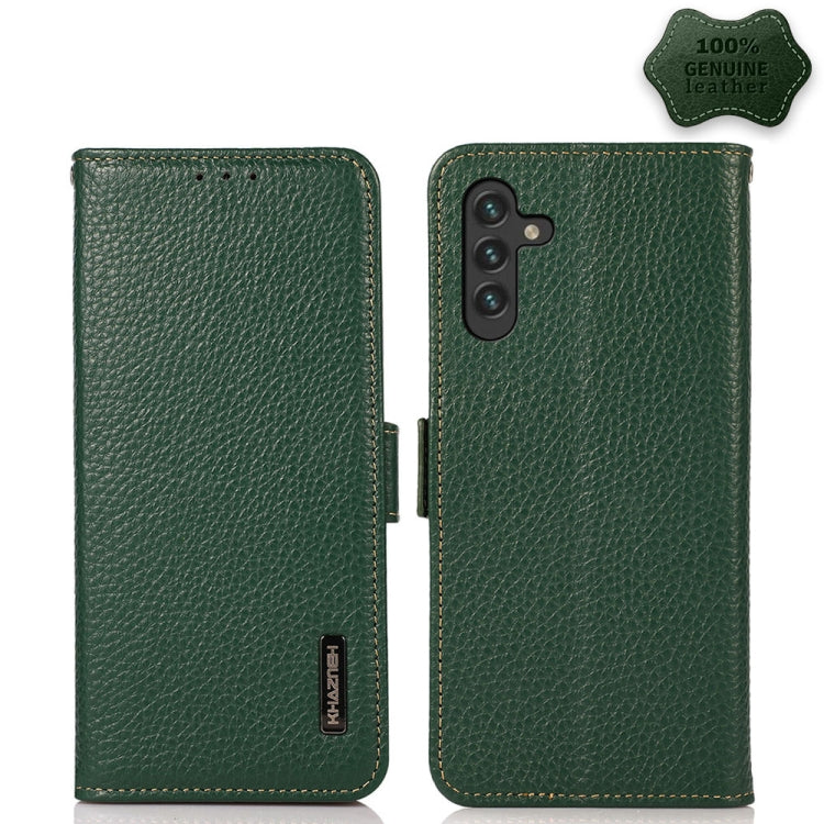 KHAZNEH Custodia per telefono RFID in vera pelle Litchi magnetica laterale, For Samsung Galaxy A03 166mm Version, For Samsung Galaxy A03s 164mm Version, For Samsung Galaxy A13 4G, For Samsung Galaxy A13 5G, For Samsung Galaxy A33 5G                    ...