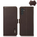 KHAZNEH Custodia per telefono RFID in vera pelle Litchi magnetica laterale, For Samsung Galaxy A03 166mm Version, For Samsung Galaxy A03s 164mm Version, For Samsung Galaxy A13 4G, For Samsung Galaxy A13 5G, For Samsung Galaxy A33 5G                    ...