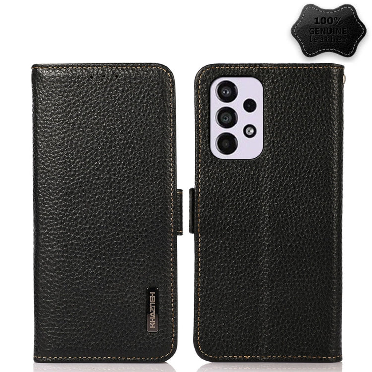 KHAZNEH Custodia per telefono RFID in vera pelle Litchi magnetica laterale, For Samsung Galaxy A03 166mm Version, For Samsung Galaxy A03s 164mm Version, For Samsung Galaxy A13 4G, For Samsung Galaxy A13 5G, For Samsung Galaxy A33 5G                    ...