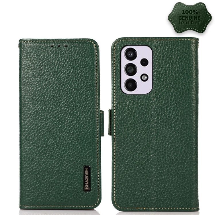 KHAZNEH Custodia per telefono RFID in vera pelle Litchi magnetica laterale, For Samsung Galaxy A03 166mm Version, For Samsung Galaxy A03s 164mm Version, For Samsung Galaxy A13 4G, For Samsung Galaxy A13 5G, For Samsung Galaxy A33 5G                    ...