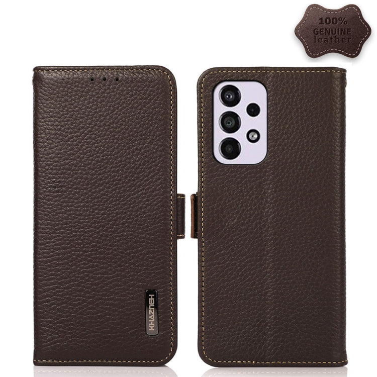 KHAZNEH Custodia per telefono RFID in vera pelle Litchi magnetica laterale, For Samsung Galaxy A03 166mm Version, For Samsung Galaxy A03s 164mm Version, For Samsung Galaxy A13 4G, For Samsung Galaxy A13 5G, For Samsung Galaxy A33 5G                    ...