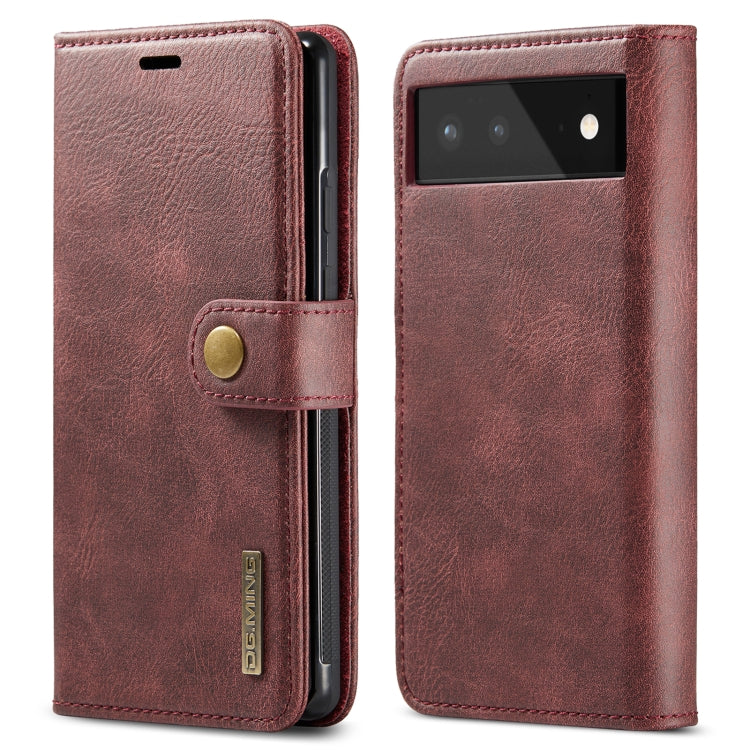Custodia per telefono in pelle magnetica staccabile con struttura Crazy Horse DG.MING, For Google Pixel 6, For Google Pixel 6 Pro