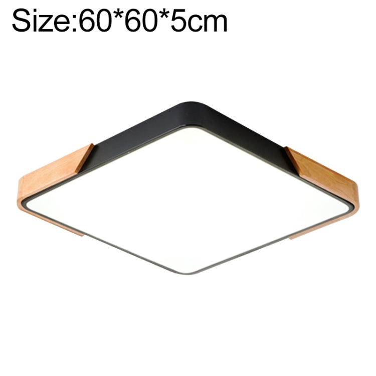Plafoniera LED Wood Macaron Quadrata, Luce Bianca, 60cm