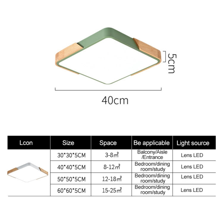 Plafoniera LED Wood Macaron Quadrata, Luce Bianca, 60cm