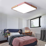 Plafoniera LED Wood Macaron Quadrata, Luce Bianca, 60cm