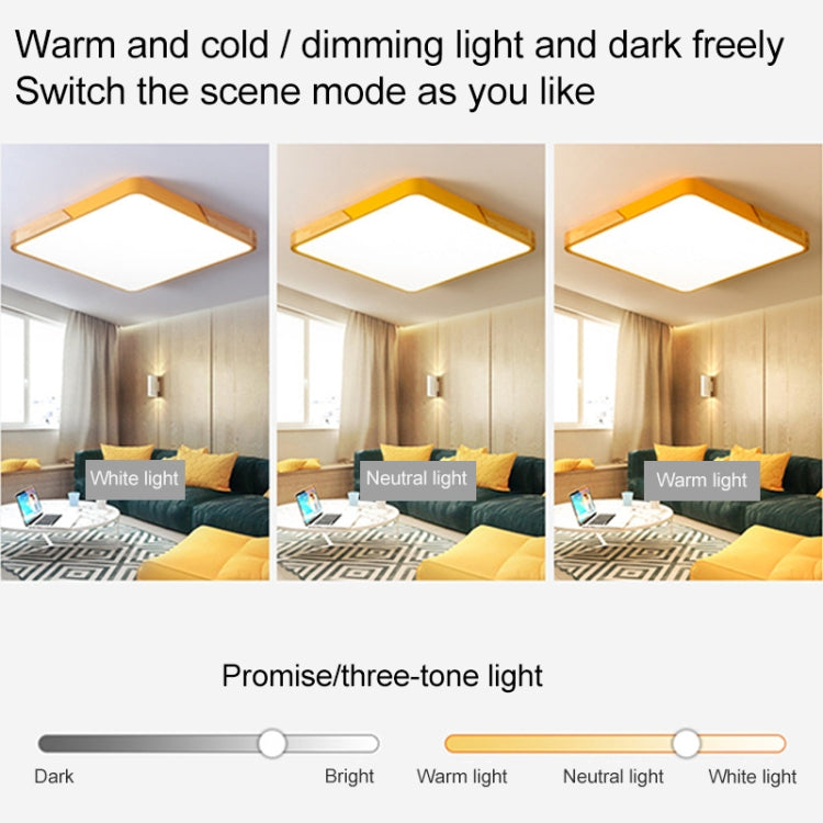 Plafoniera Quadrata LED Wood Macaron, Luce 3 Colori, 30cm, 40cm, 50cm