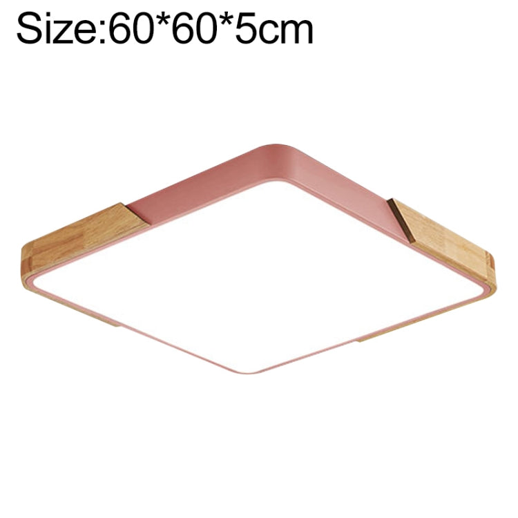 Plafoniera Quadrata LED Wood Macaron, Luce 3 Colori, 60cm