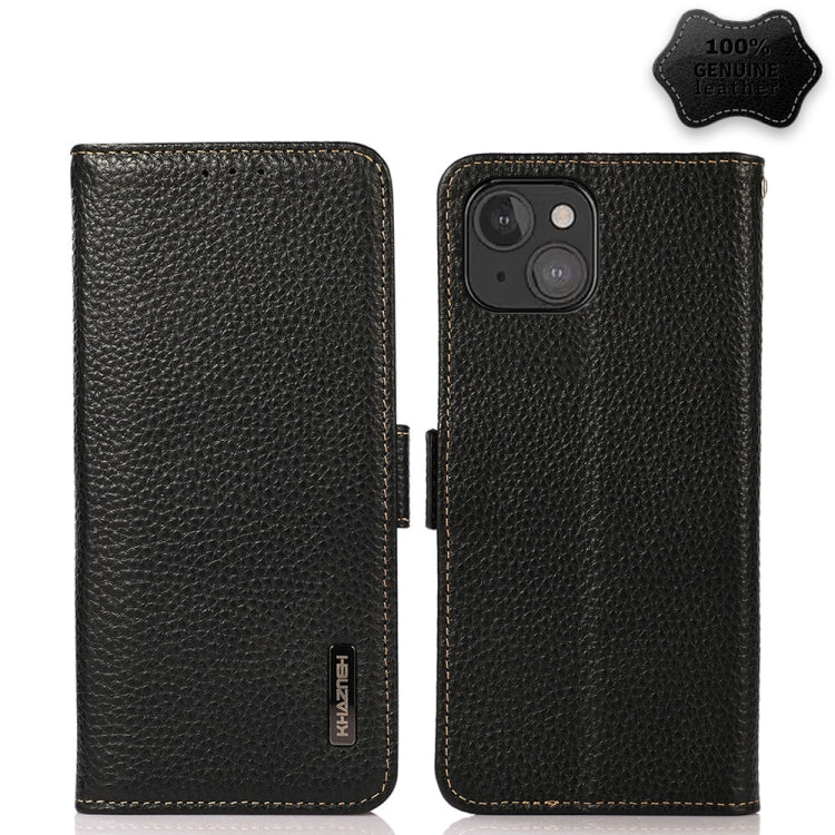 KHAZNEH Custodia RFID in vera pelle Litchi magnetica laterale, For iPhone 13 mini, For iPhone 13, For iPhone 13 Pro, For iPhone 13 Pro Max, For iPhone 12 mini, For iPhone 12 / 12 Pro