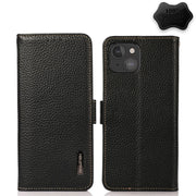 KHAZNEH Custodia RFID in vera pelle Litchi magnetica laterale, For iPhone 13 mini, For iPhone 13, For iPhone 13 Pro, For iPhone 13 Pro Max, For iPhone 12 mini, For iPhone 12 / 12 Pro