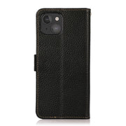 KHAZNEH Custodia RFID in vera pelle Litchi magnetica laterale, For iPhone 13 mini, For iPhone 13, For iPhone 13 Pro, For iPhone 13 Pro Max, For iPhone 12 mini, For iPhone 12 / 12 Pro