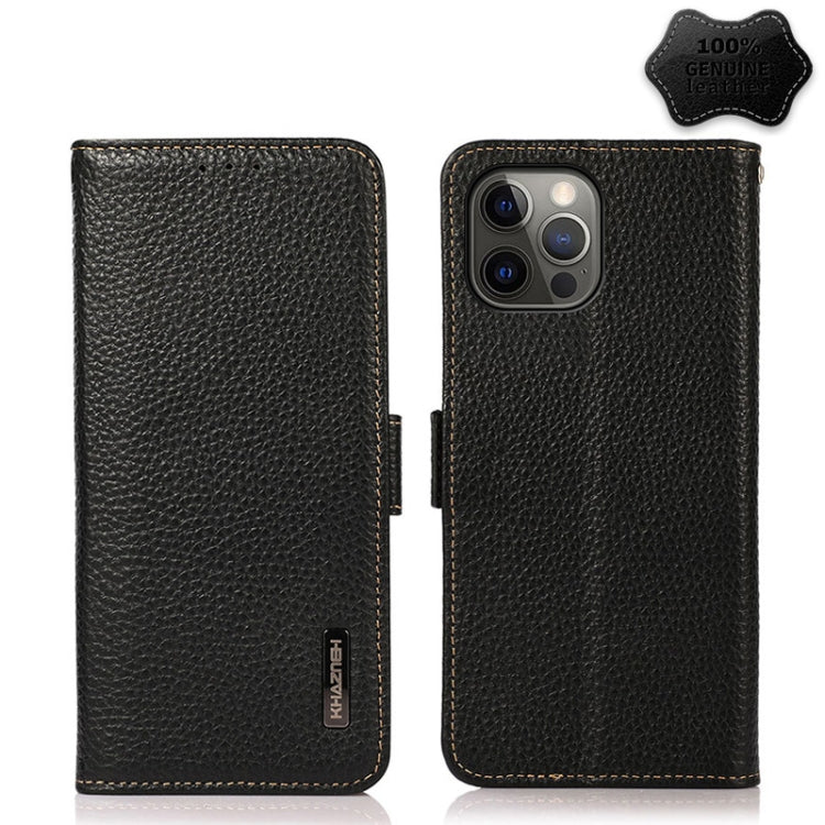 KHAZNEH Custodia RFID in vera pelle Litchi magnetica laterale, For iPhone 12 Pro Max, For iPhone 11, For iPhone 11 Pro, For iPhone 11 Pro Max