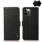 KHAZNEH Custodia RFID in vera pelle Litchi magnetica laterale, For iPhone 12 Pro Max, For iPhone 11, For iPhone 11 Pro, For iPhone 11 Pro Max