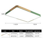 Plafoniera LED Wood Macaron Rettangolare, Luce Bianca, 88x62cm, 110x70cm