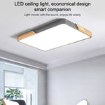 Plafoniera LED Wood Macaron Rettangolare, Luce Bianca, 88x62cm, 110x70cm