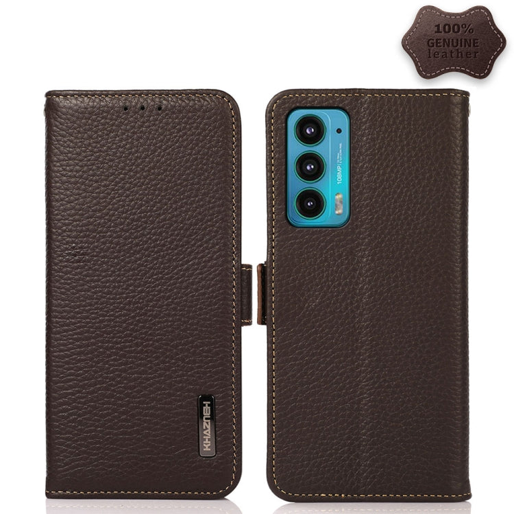 KHAZNEH Custodia RFID in vera pelle Litchi magnetica laterale, For Google Pixel 6 Pro, For Google Pixel 6, For Google Pixel 6a, For Motorola Edge 2021, For Motorola Edge 20