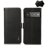 KHAZNEH Custodia RFID in vera pelle Litchi magnetica laterale, For Google Pixel 6 Pro, For Google Pixel 6, For Google Pixel 6a, For Motorola Edge 2021, For Motorola Edge 20
