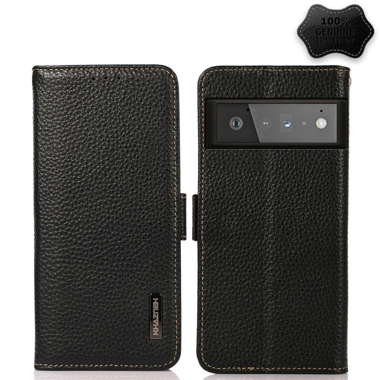 KHAZNEH Custodia RFID in vera pelle Litchi magnetica laterale, For Google Pixel 6 Pro, For Google Pixel 6, For Google Pixel 6a, For Motorola Edge 2021, For Motorola Edge 20