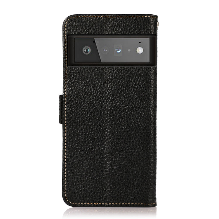 KHAZNEH Custodia RFID in vera pelle Litchi magnetica laterale, For Google Pixel 6 Pro, For Google Pixel 6, For Google Pixel 6a, For Motorola Edge 2021, For Motorola Edge 20