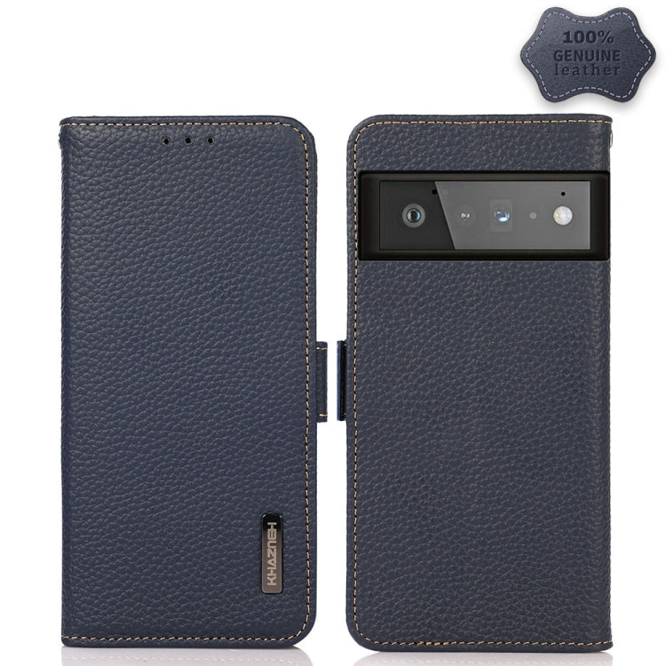KHAZNEH Custodia RFID in vera pelle Litchi magnetica laterale, For Google Pixel 6 Pro, For Google Pixel 6, For Google Pixel 6a, For Motorola Edge 2021, For Motorola Edge 20
