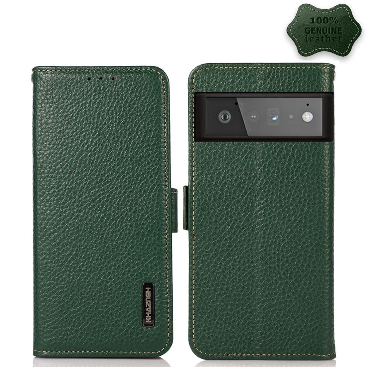 KHAZNEH Custodia RFID in vera pelle Litchi magnetica laterale, For Google Pixel 6 Pro, For Google Pixel 6, For Google Pixel 6a, For Motorola Edge 2021, For Motorola Edge 20
