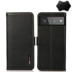 KHAZNEH Custodia RFID in vera pelle Litchi magnetica laterale, For Google Pixel 6 Pro, For Google Pixel 6, For Google Pixel 6a, For Motorola Edge 2021, For Motorola Edge 20