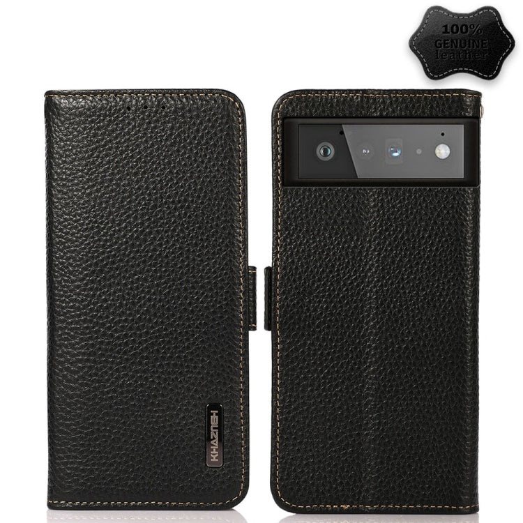 KHAZNEH Custodia RFID in vera pelle Litchi magnetica laterale, For Google Pixel 6 Pro, For Google Pixel 6, For Google Pixel 6a, For Motorola Edge 2021, For Motorola Edge 20