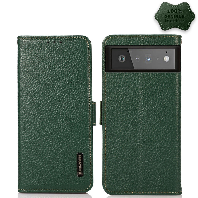 KHAZNEH Custodia RFID in vera pelle Litchi magnetica laterale, For Google Pixel 6 Pro, For Google Pixel 6, For Google Pixel 6a, For Motorola Edge 2021, For Motorola Edge 20