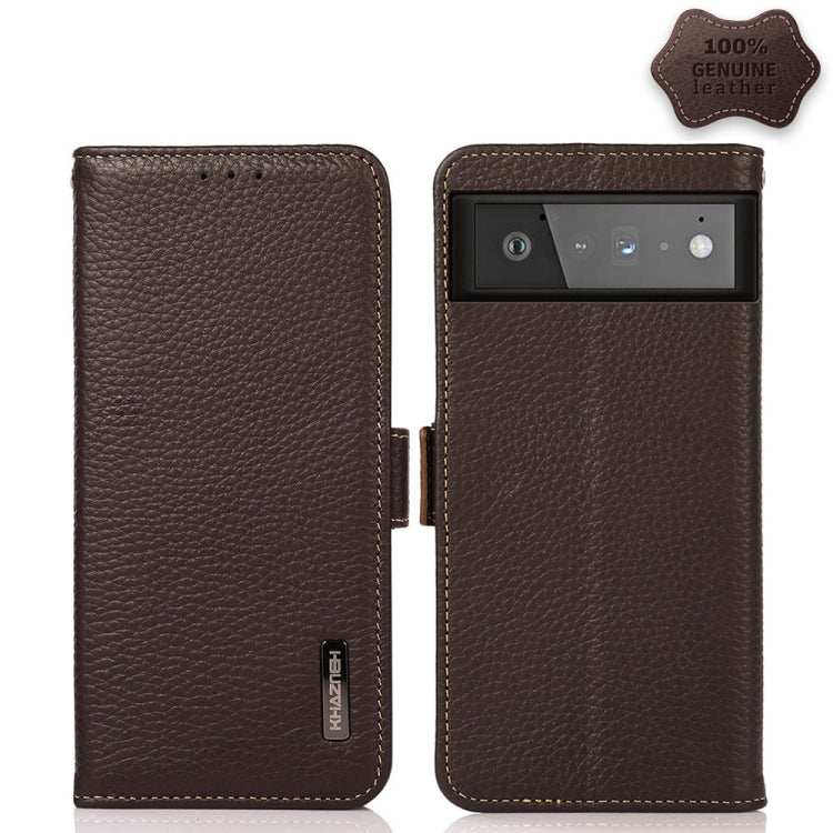 KHAZNEH Custodia RFID in vera pelle Litchi magnetica laterale, For Google Pixel 6 Pro, For Google Pixel 6, For Google Pixel 6a, For Motorola Edge 2021, For Motorola Edge 20