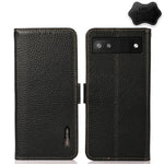 KHAZNEH Custodia RFID in vera pelle Litchi magnetica laterale, For Google Pixel 6 Pro, For Google Pixel 6, For Google Pixel 6a, For Motorola Edge 2021, For Motorola Edge 20
