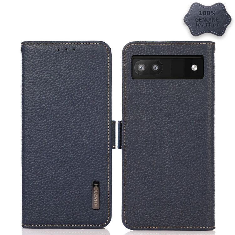 KHAZNEH Custodia RFID in vera pelle Litchi magnetica laterale, For Google Pixel 6 Pro, For Google Pixel 6, For Google Pixel 6a, For Motorola Edge 2021, For Motorola Edge 20