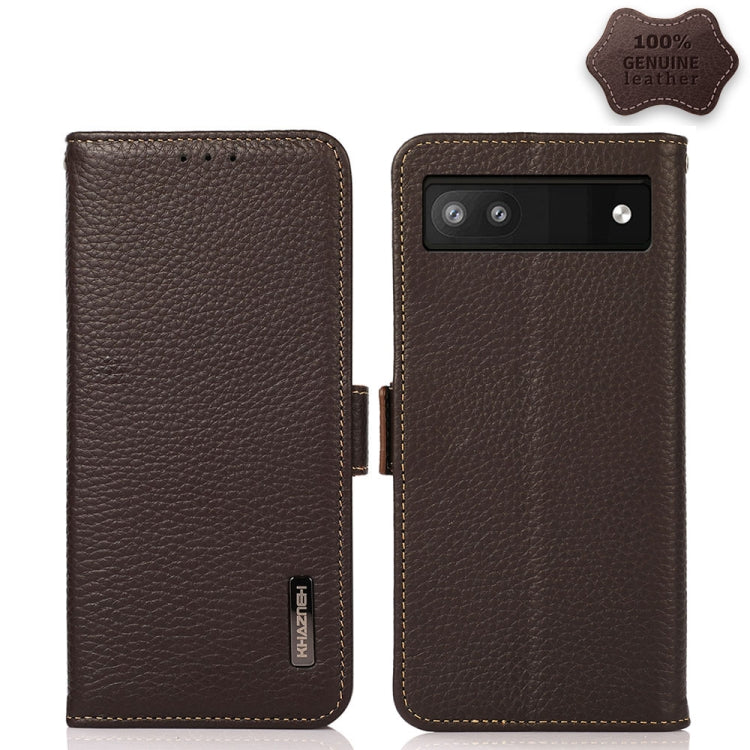 KHAZNEH Custodia RFID in vera pelle Litchi magnetica laterale, For Google Pixel 6 Pro, For Google Pixel 6, For Google Pixel 6a, For Motorola Edge 2021, For Motorola Edge 20