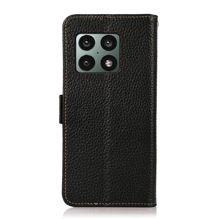 KHAZNEH Custodia per telefono RFID in vera pelle Litchi magnetica laterale, For OnePlus 10 Pro 5G, For OnePlus N20 5G, For OnePlus 9, For OnePlus 9R, For OnePlus 9RT 5G, For OnePlus Nord 2 5G