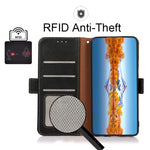 KHAZNEH Custodia per telefono RFID in vera pelle Litchi magnetica laterale, For OnePlus 10 Pro 5G, For OnePlus N20 5G, For OnePlus 9, For OnePlus 9R, For OnePlus 9RT 5G, For OnePlus Nord 2 5G