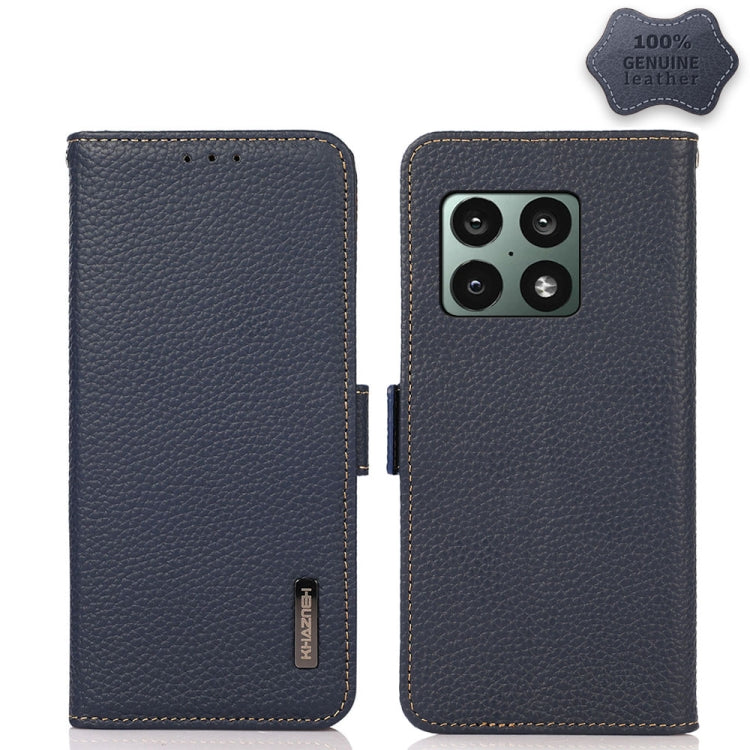 KHAZNEH Custodia per telefono RFID in vera pelle Litchi magnetica laterale, For OnePlus 10 Pro 5G, For OnePlus N20 5G, For OnePlus 9, For OnePlus 9R, For OnePlus 9RT 5G, For OnePlus Nord 2 5G