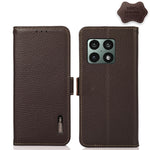 KHAZNEH Custodia per telefono RFID in vera pelle Litchi magnetica laterale, For OnePlus 10 Pro 5G, For OnePlus N20 5G, For OnePlus 9, For OnePlus 9R, For OnePlus 9RT 5G, For OnePlus Nord 2 5G