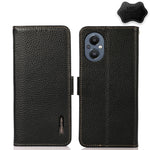 KHAZNEH Custodia per telefono RFID in vera pelle Litchi magnetica laterale, For OnePlus 10 Pro 5G, For OnePlus N20 5G, For OnePlus 9, For OnePlus 9R, For OnePlus 9RT 5G, For OnePlus Nord 2 5G