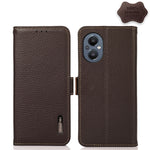 KHAZNEH Custodia per telefono RFID in vera pelle Litchi magnetica laterale, For OnePlus 10 Pro 5G, For OnePlus N20 5G, For OnePlus 9, For OnePlus 9R, For OnePlus 9RT 5G, For OnePlus Nord 2 5G