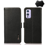 KHAZNEH Custodia per telefono RFID in vera pelle Litchi magnetica laterale, For OnePlus 10 Pro 5G, For OnePlus N20 5G, For OnePlus 9, For OnePlus 9R, For OnePlus 9RT 5G, For OnePlus Nord 2 5G