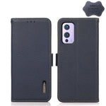 KHAZNEH Custodia per telefono RFID in vera pelle Litchi magnetica laterale, For OnePlus 10 Pro 5G, For OnePlus N20 5G, For OnePlus 9, For OnePlus 9R, For OnePlus 9RT 5G, For OnePlus Nord 2 5G