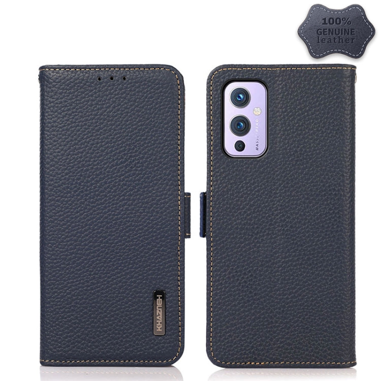 KHAZNEH Custodia per telefono RFID in vera pelle Litchi magnetica laterale, For OnePlus 10 Pro 5G, For OnePlus N20 5G, For OnePlus 9, For OnePlus 9R, For OnePlus 9RT 5G, For OnePlus Nord 2 5G
