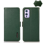 KHAZNEH Custodia per telefono RFID in vera pelle Litchi magnetica laterale, For OnePlus 10 Pro 5G, For OnePlus N20 5G, For OnePlus 9, For OnePlus 9R, For OnePlus 9RT 5G, For OnePlus Nord 2 5G